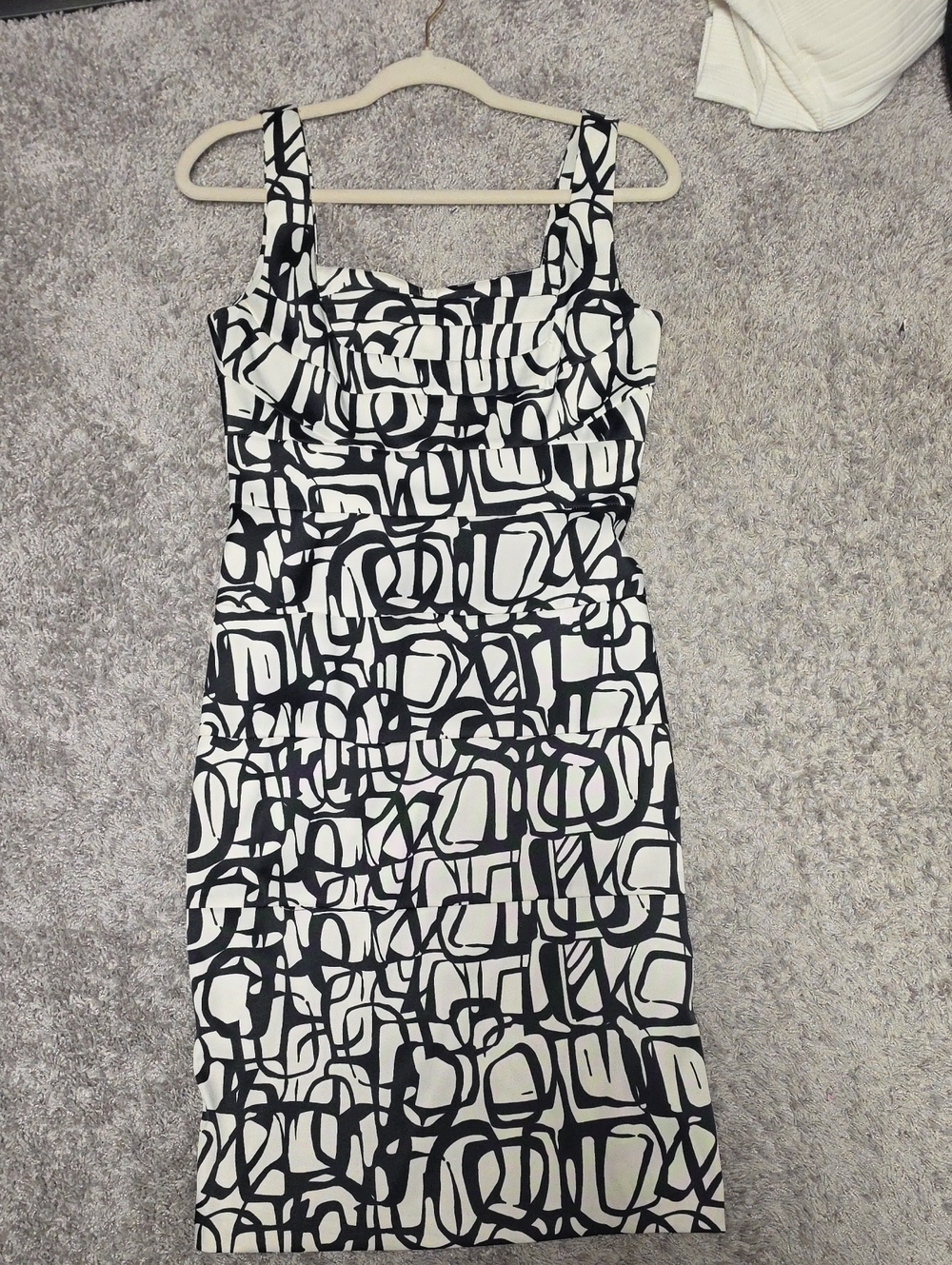 Signature by Sangria Black and White Abstract Sheath Midi Dress